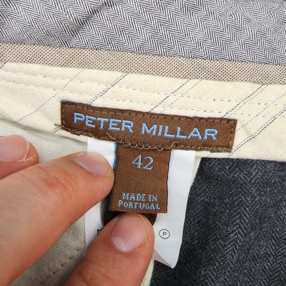 PETER MILLAR Mens Grey Flannel Cotton Full Length Pants - Size 42 - Picture 11 of 11